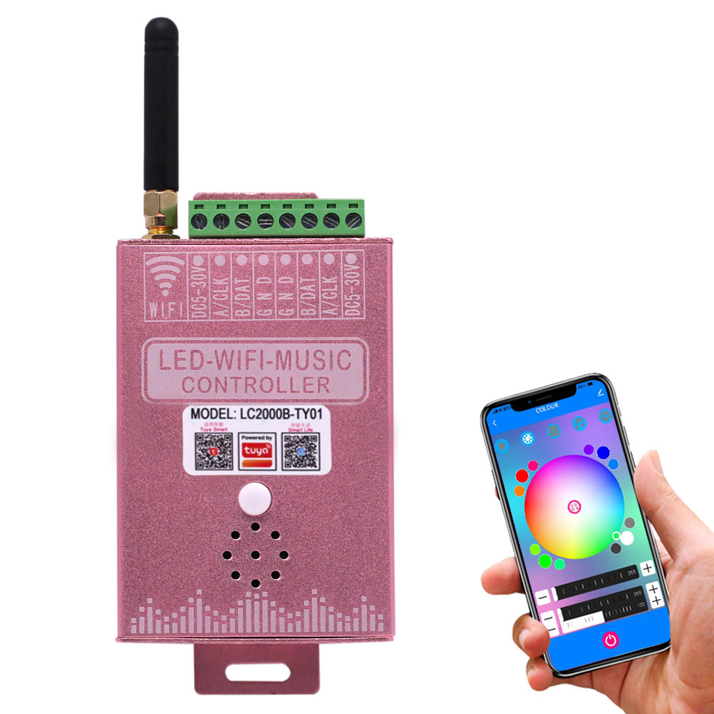 DC5-30V Tuya Wifi Music LED SPI Controller For Addressable RGB&RGBW LED Strips LC2000B-TY01 DC5-30V Tuya Wifi Music LED SPI Controller For Addressable RGB&RGBW LED Strips LC2000B-TY01